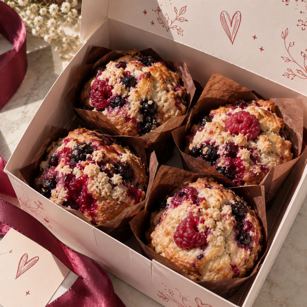 Caja muffins frutos rojos - 4 unidades